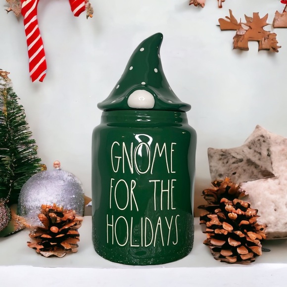 Rae Dunn Holiday Cookie Jar Green Gnome For The Holidays Christmas Decor New - Picture 1 of 9